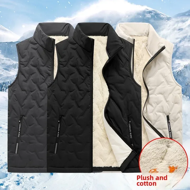 

Autumn and winter fashion men's cotton vest jacket casual multifunctional plus size warm standing collar sleeveless men's top