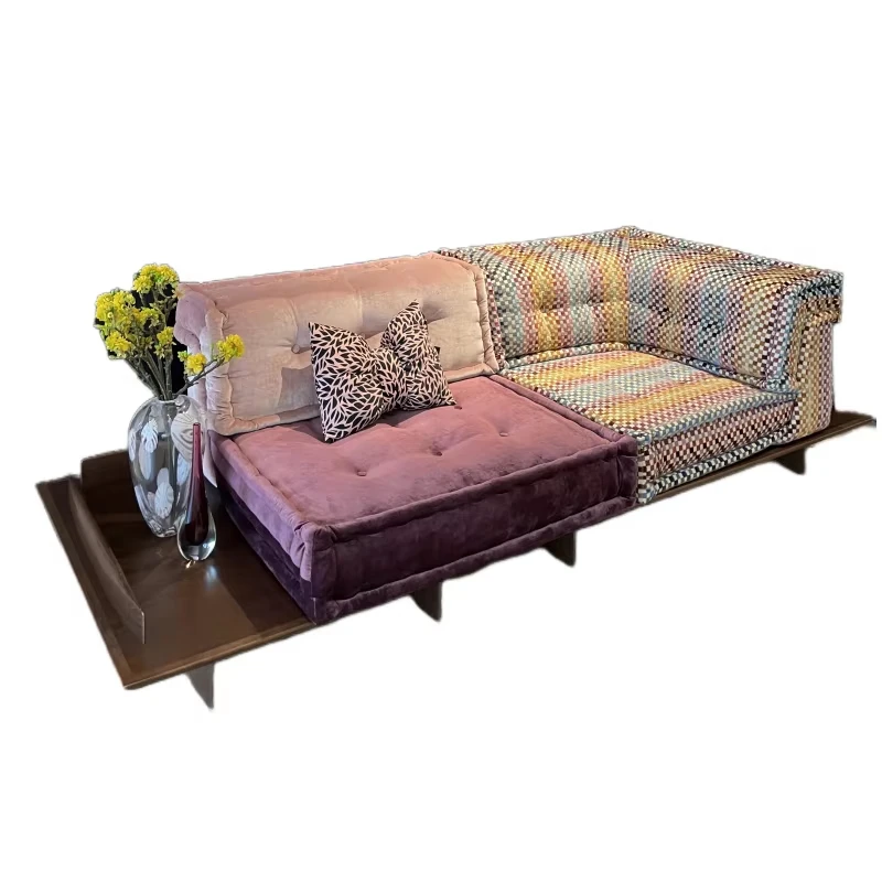 Modern Modular Linen Sofa Set Solid Wood Living Room Furniture