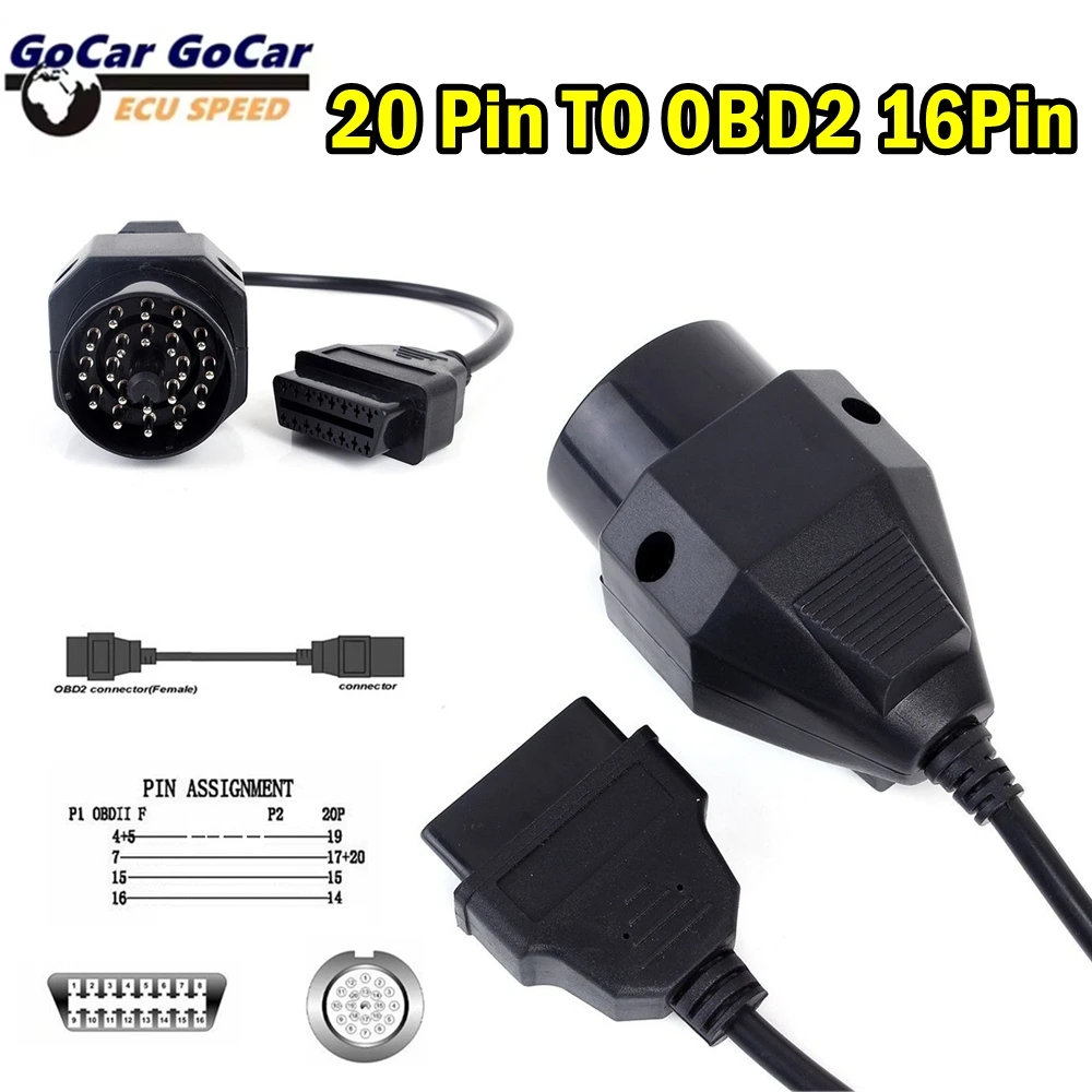 Newest OBD2 diagnostic cable for BMW 20 pin OBD2 connector OBD connector 20 pin to 16 pin OBD connector adapter