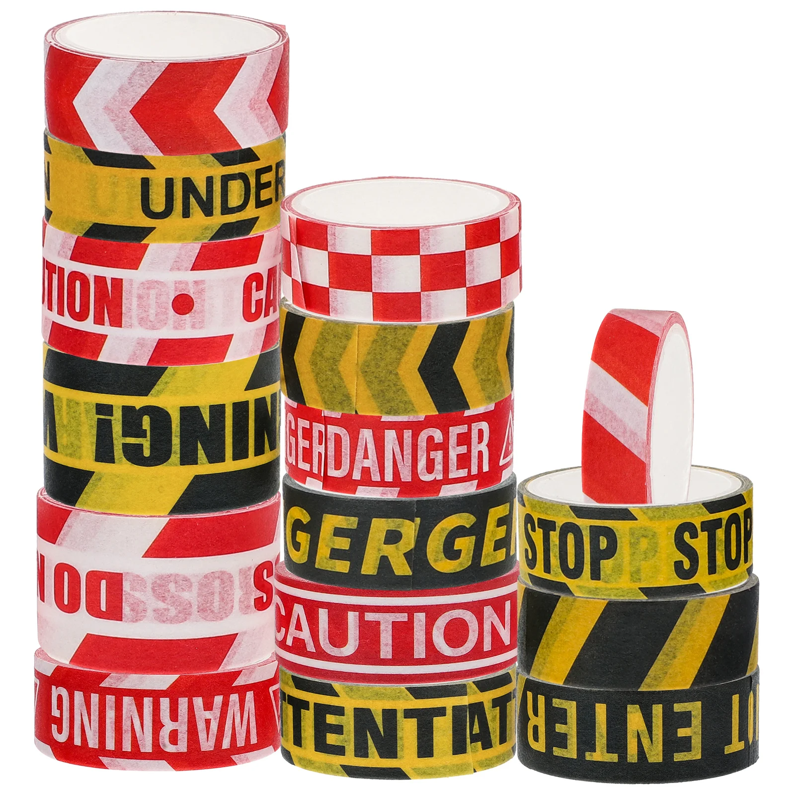 

16 Rolls Paper Tape Washi Cute Caution Scrapbooking Tapes Warning Whisper Office