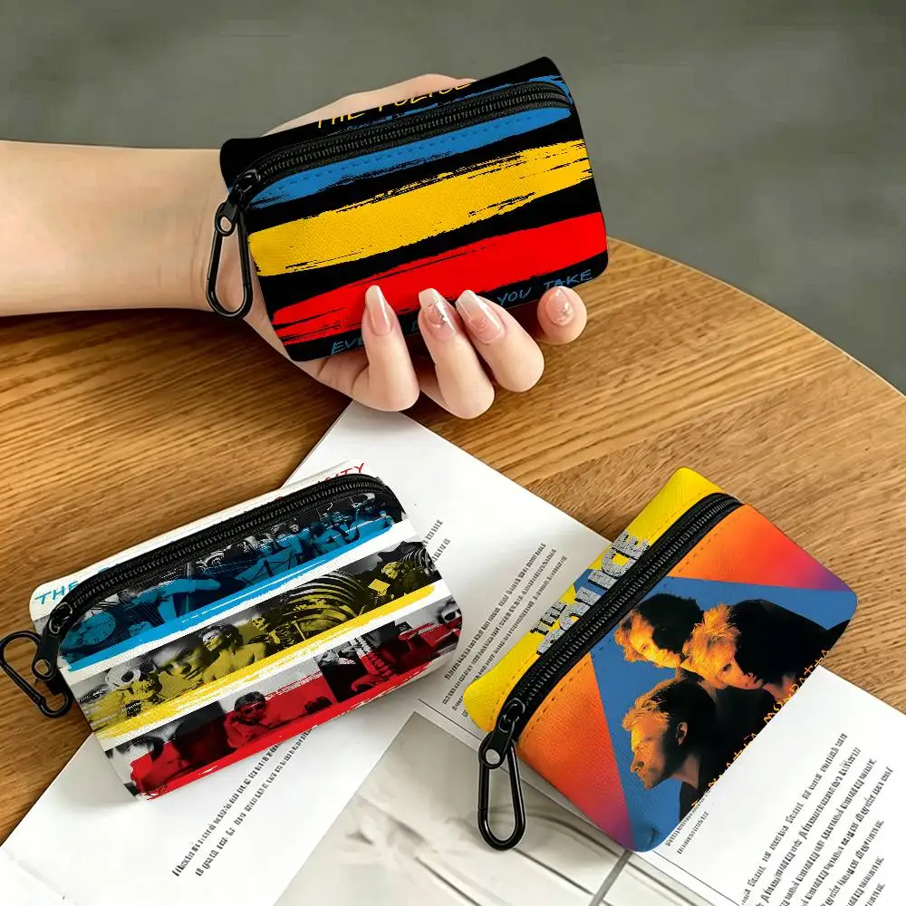 R-Rock Band T-The P-Police Multifunctional Oxford Cloth Small Pouch With Hook Mini Coin Wallet Earbud Storage Bag