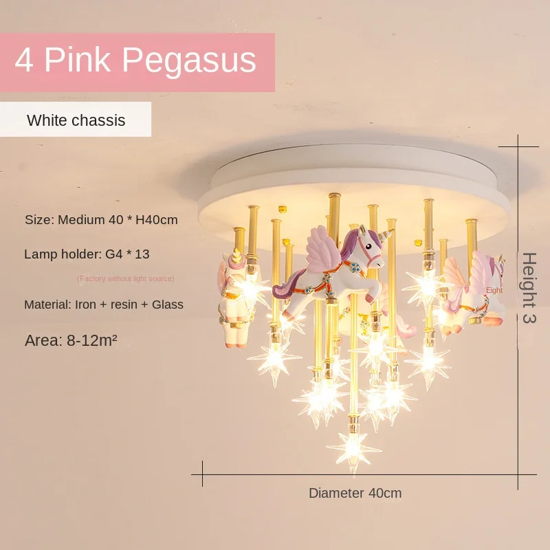 Nordic Modern Children\'s Room Ceiling Lamp Resin Stars Unicorn Led Chandelier Home Decor Indoor Bedroom Luces Para Habitacion