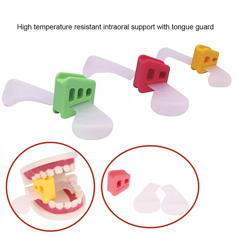 Dental Occlusal Pad Mouth Opener Prop Bite Blocks Silicone Oral with Tongue Guard Bite Pads Restrain Cheek Retractor