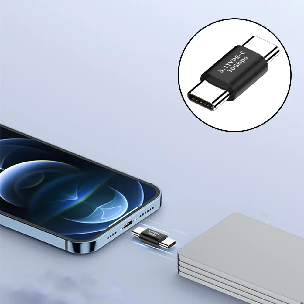 Adaptador tipo C a tipo C para teléfono móvil, adaptador macho a Flash, transferencia de dispositivos masculinos, variedad de datos compatibles, 10gbps, USB3.1, Tran, V2P6