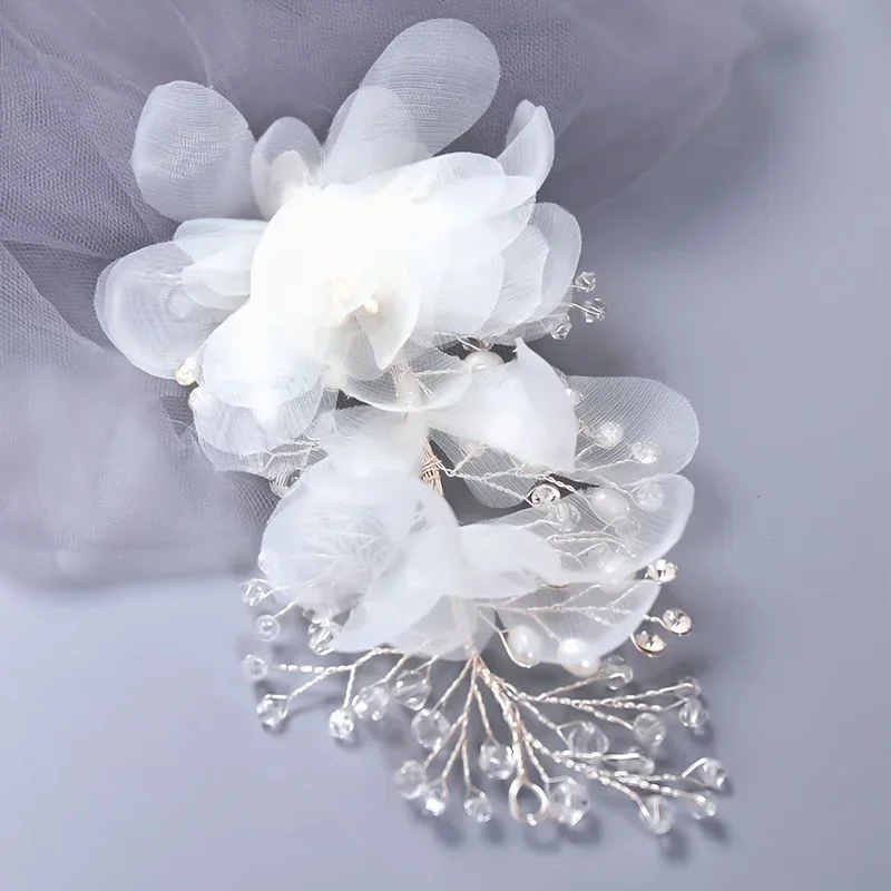 Trendy Silber Farbe Kristall Blume Haar Clips Haarnadel Für Frauen Braut Handgemachte Braut Hochzeit Haar Zubehör Schmuck Kopfschmuck