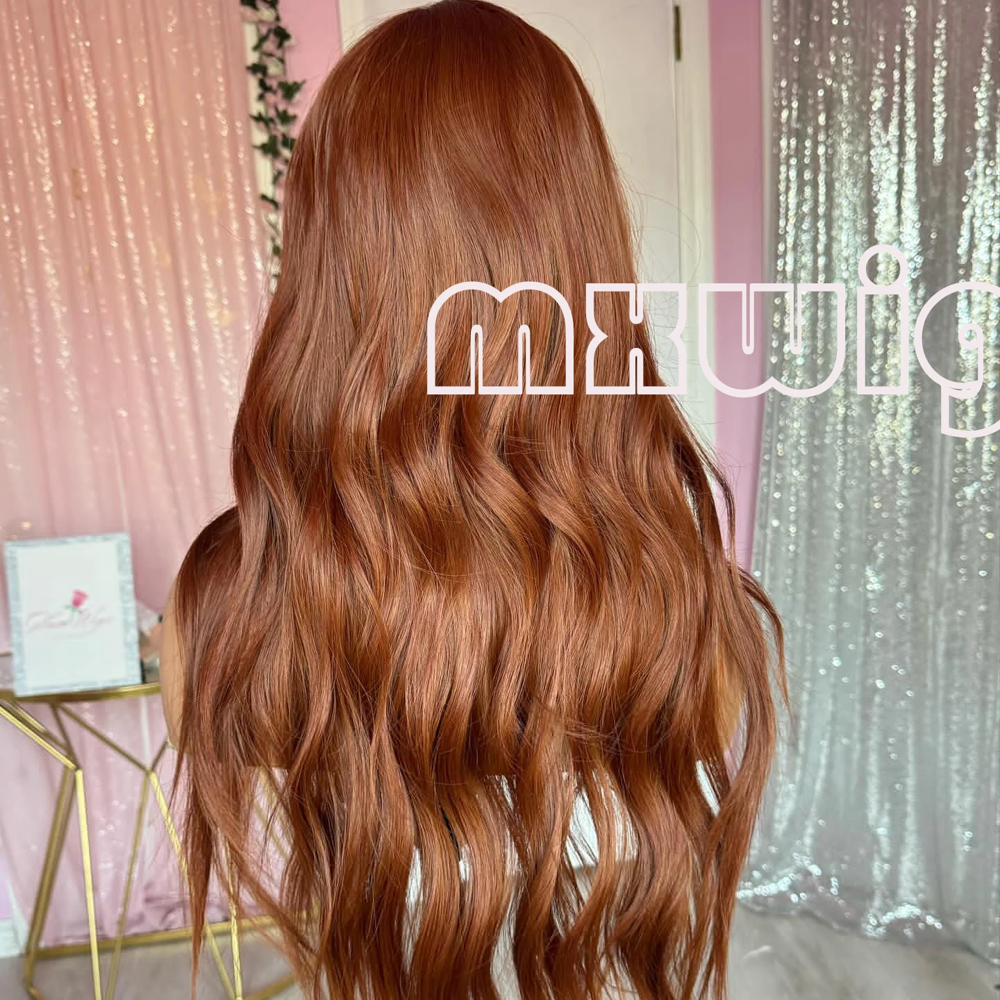 MXWIG Synthetic Hair Bangs Ginger Deep Wave Glueless 13X4 Lace Front Wig For Black Women Preplucked  Long Daily Fiber Cosplay