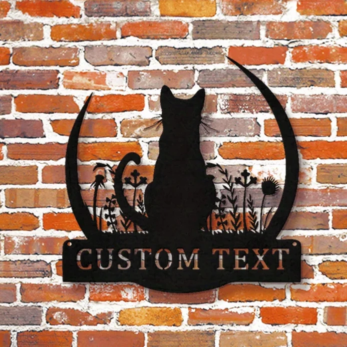 

Distinctive Unique Personalized Metal Sign Two Cats Amid Flowers Moon Ideal for Wedding - Season and Festive Occasions
