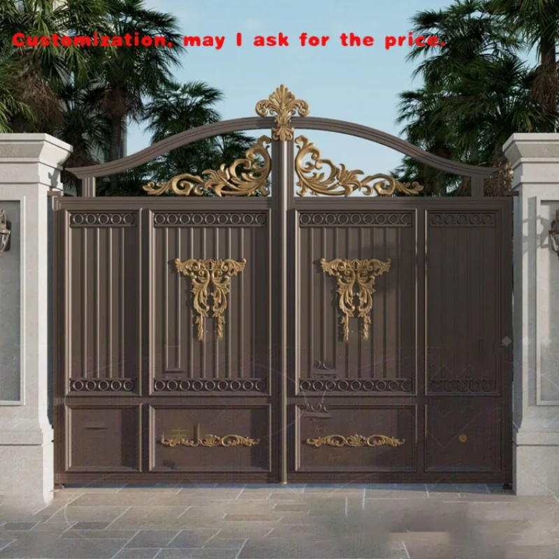 

custom.Automatic Sliding Double Door Aluminum Alloy Modern Fence/Gate Apartments Villas Courtyards Hotels