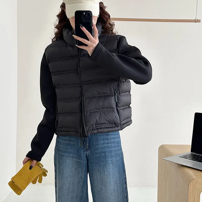 2025 여성 패치워크 코튼 재킷 슬리밍 슬림핏 스탠드 칼라 다운 코튼 재킷 여성 H587