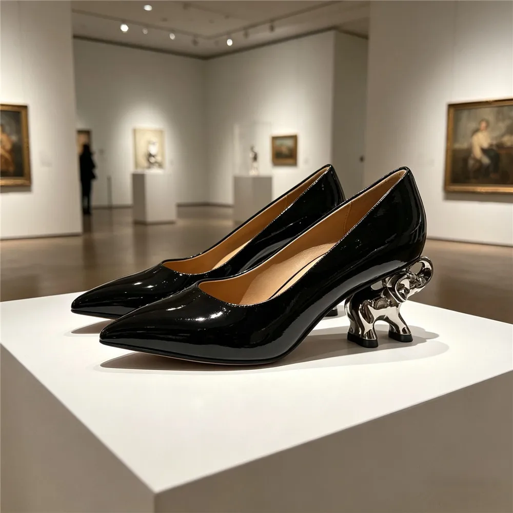 MILI-MIYA Classic Women’s Style Return Of The Calfskin Pointed-Toe High Heels With Chunky Elephant-Shaped Heels Available 34-43