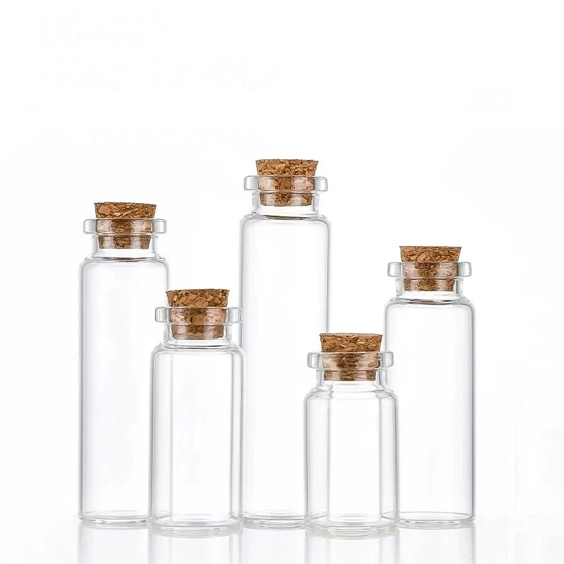 

10ml Small Glass Bottles with Clear Cork Stopper Tiny Vials Jars Containers Capacity of 20ml Weddings Wish Bottle 100pcs/lot