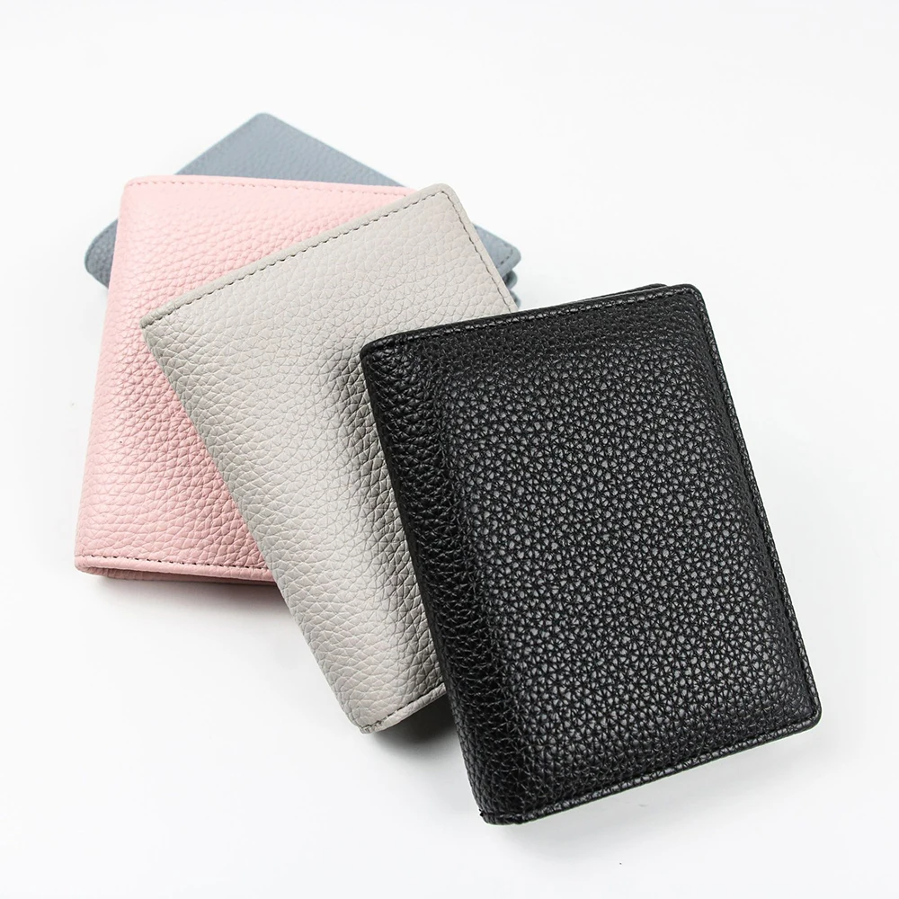 Men Cow Genuine Leather Business Card Holder Women Bifold Leather Credit Card Case Fashion Coin Purse Small Name Card Purse