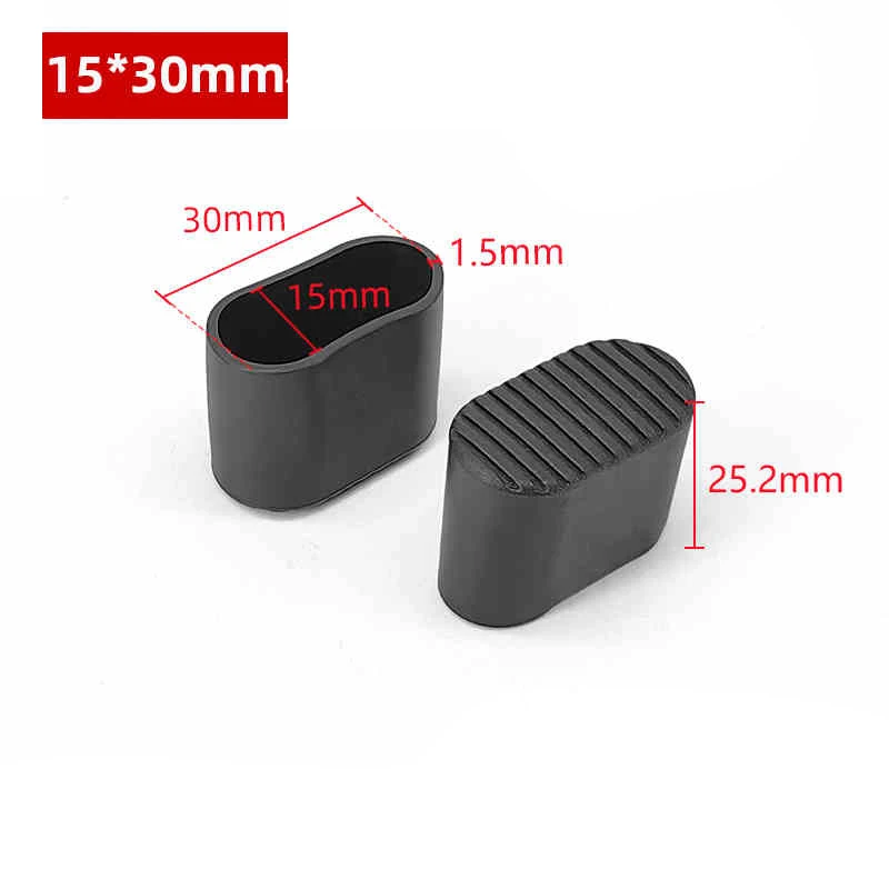 1/2/4/8/10/20Pcs Oval Black Soft PVC Plastic Plug Chair Furniture Leg Non-Slip Outer Cover Sleeve Pipe End Cap Floor Protector