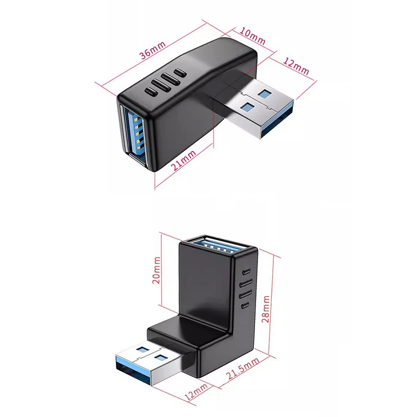 1 قطعة 90 درجة اليسار اليمين الزاوية USB 3.0 ذكر إلى موصل سالب محول USB3.0 إلى USB3.0 محول لأجهزة الكمبيوتر المحمول #6