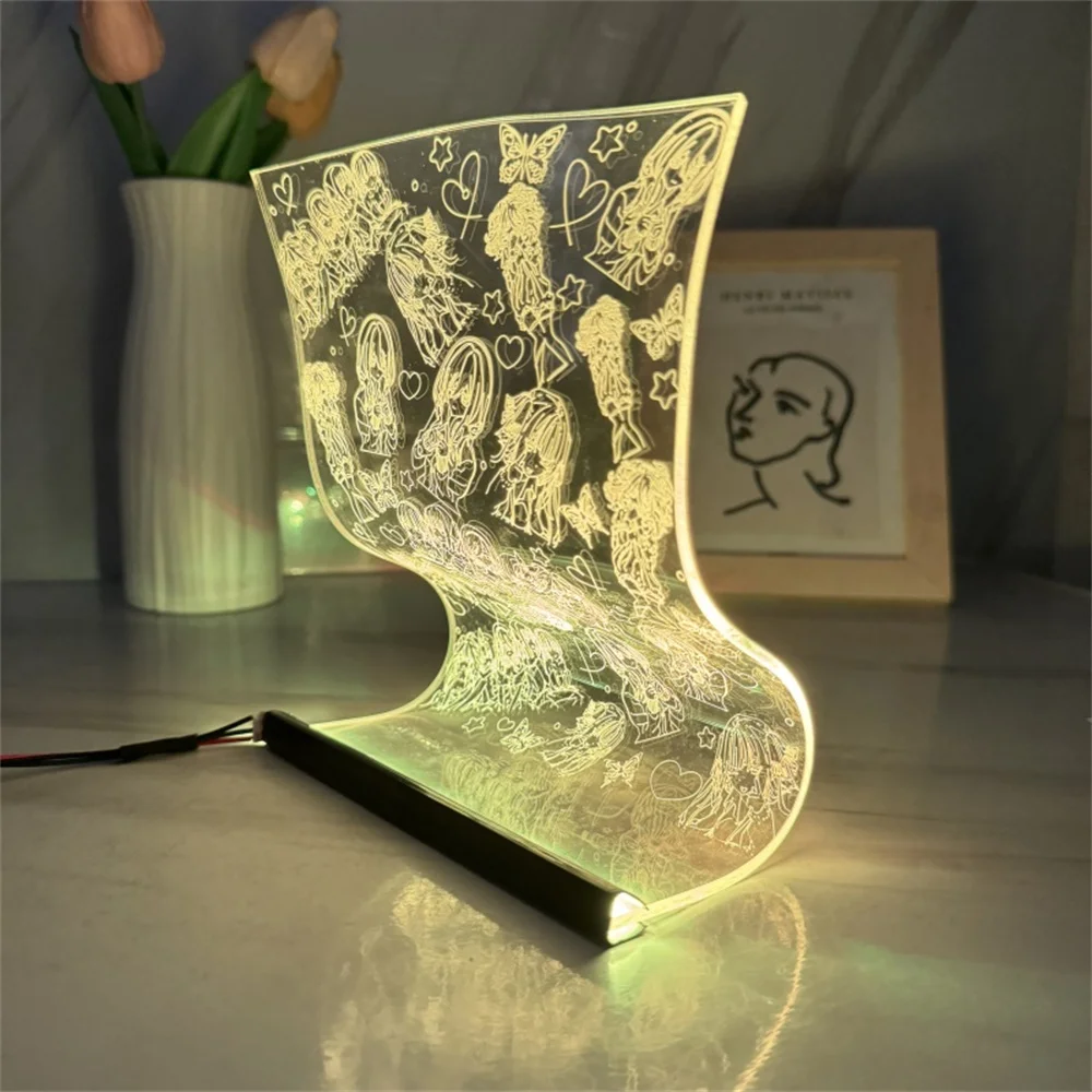 Lampe à défilement LED Bride, bande dessinée romantique, escales 3D, lumière d'ambiance, télécommande, acrylique, veilleuse, populaire, dessin animé, art, décor, document 3/7