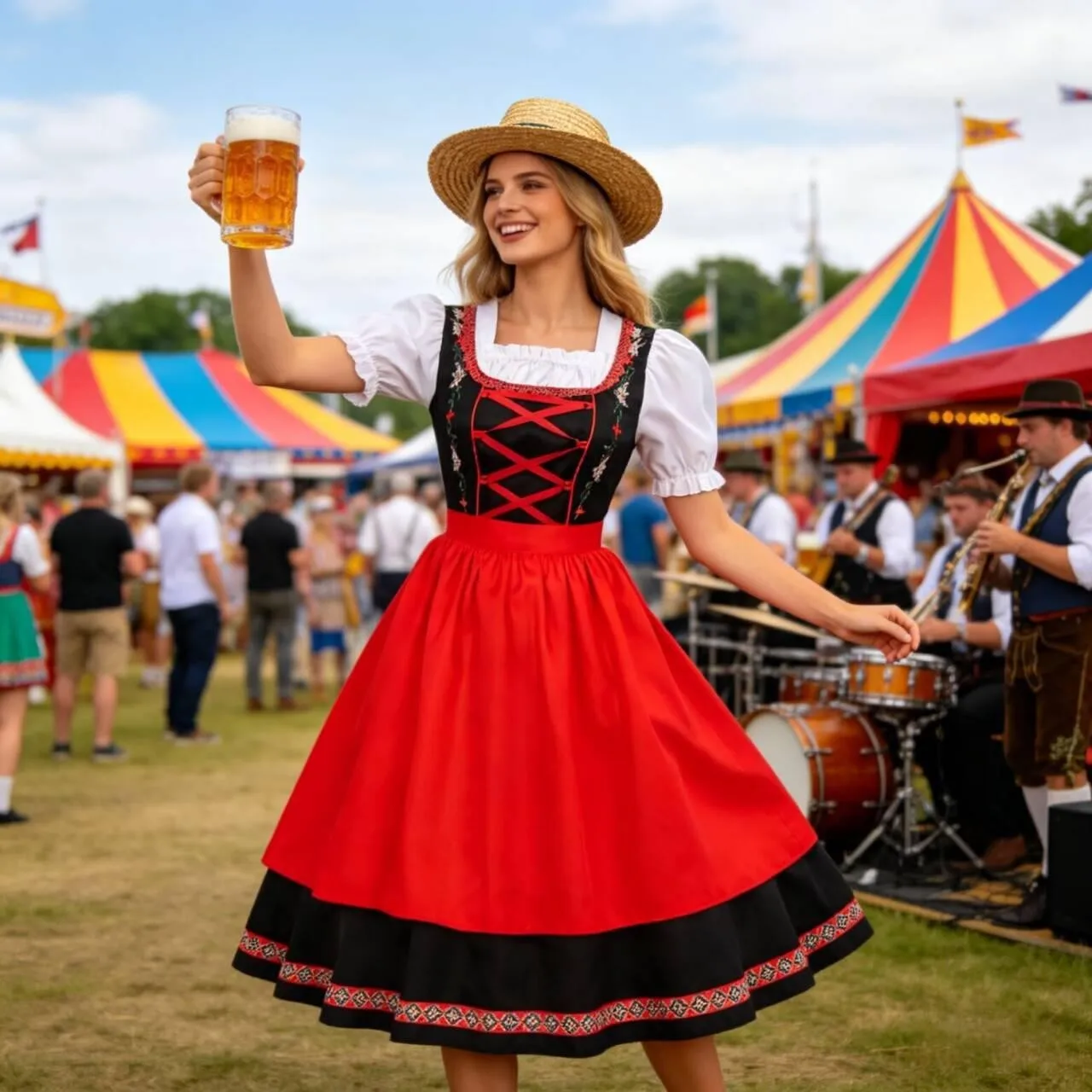 Strapless Set Skirt Fantasy with Stage Costume Bavarian Costume Stage Performance Fantasy Theme Spring for Men and Women