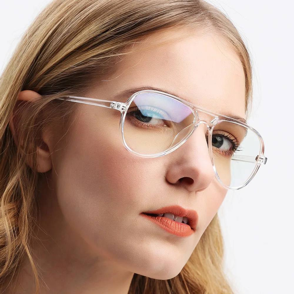 Toketorism Stylish Pilot Eyeglasses Transparent Glasses For Women Plastic Prescription Frames For Men 1342