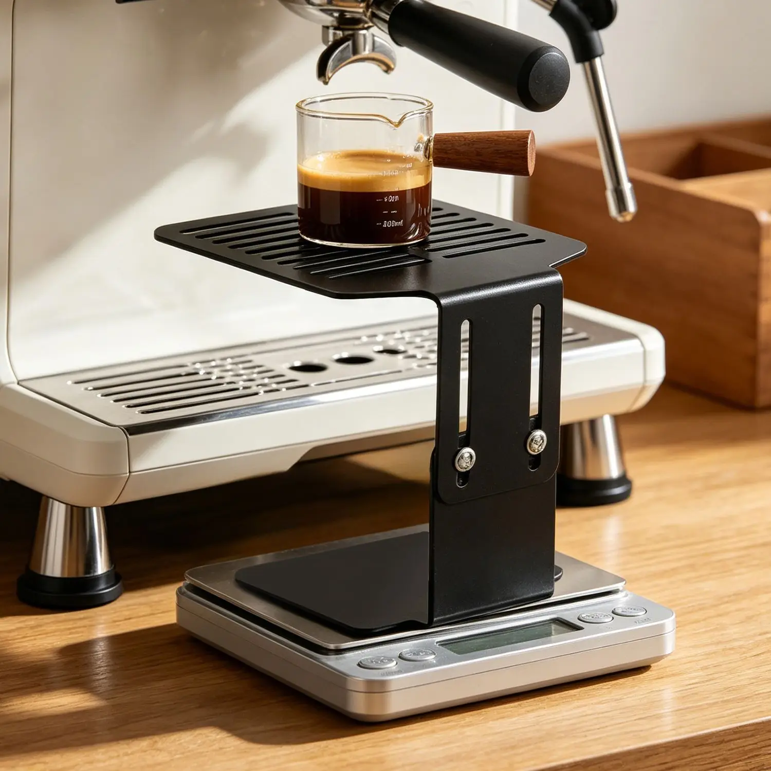 Stainless Steel Coffee Scale Bracket Height Adjustable Electronic Weighing Rack Waterproof Barista Tool for Precision Brewing