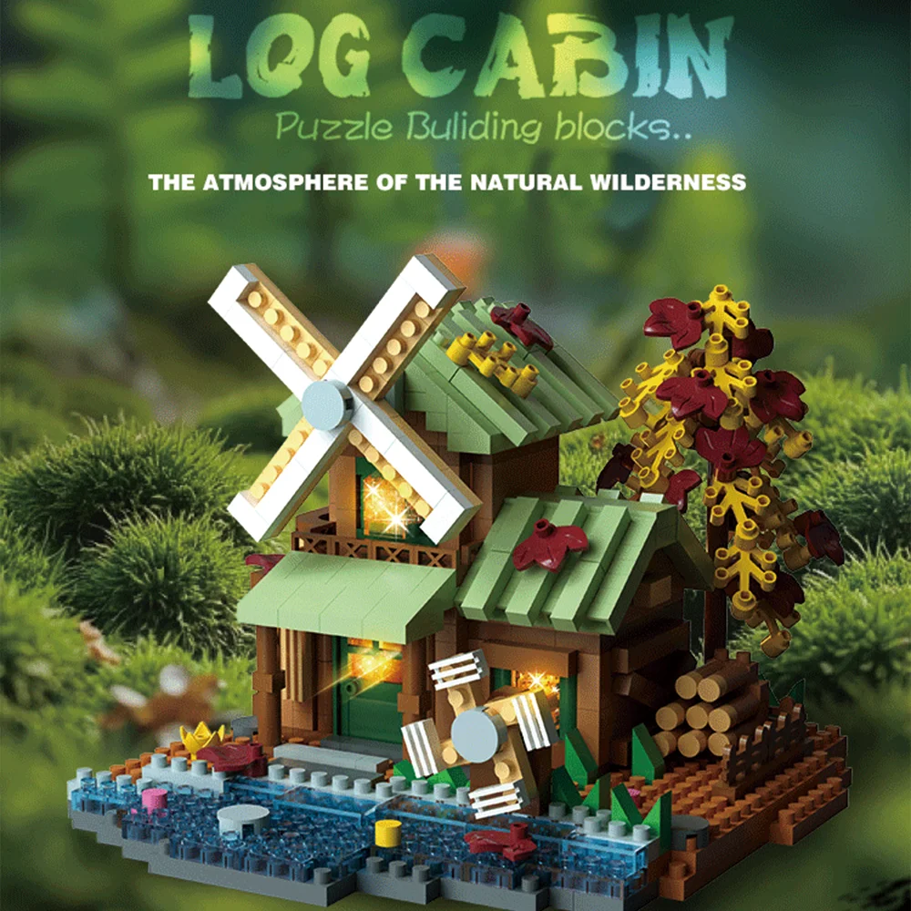 

Retro Forest Secret Realm series Windmill Tree House building block puzzle assembly toys Desktop decorative gifts
