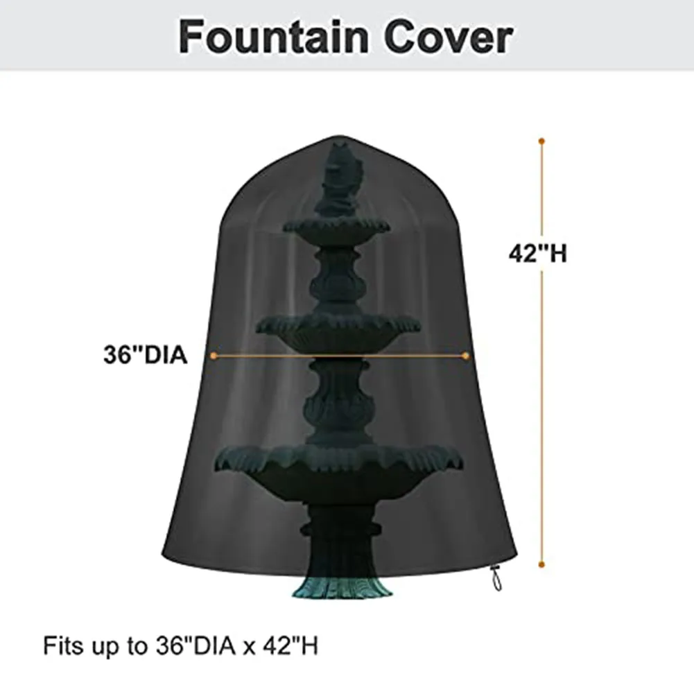 Versatile 36x42 Inch Outdoor Garden Fountain Cover Waterproof Bird Bath With Drawstring Fit Tiered Fountains With Round Base