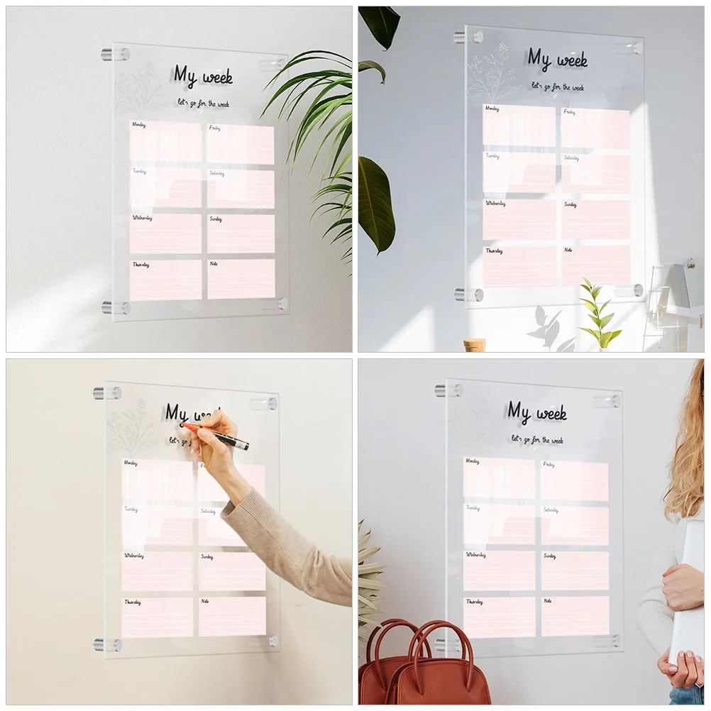 Acrylic Message Clear Sign Hanging Wall Mounted Planner Memo Dry Erase Display Home Office Hanging Message Board Use
