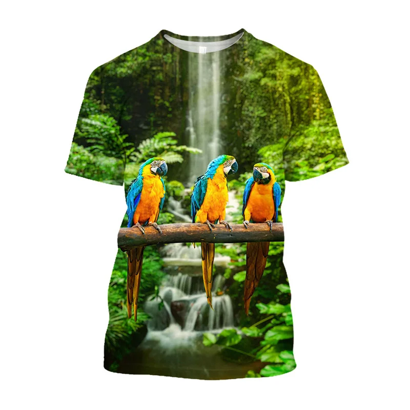 3D Cute Animal Parrots Printed T Shirt Psittaciformes Graphic T-shirts For Men Kid Fashion Funny Harajuku Top Clothes Tee Shirts