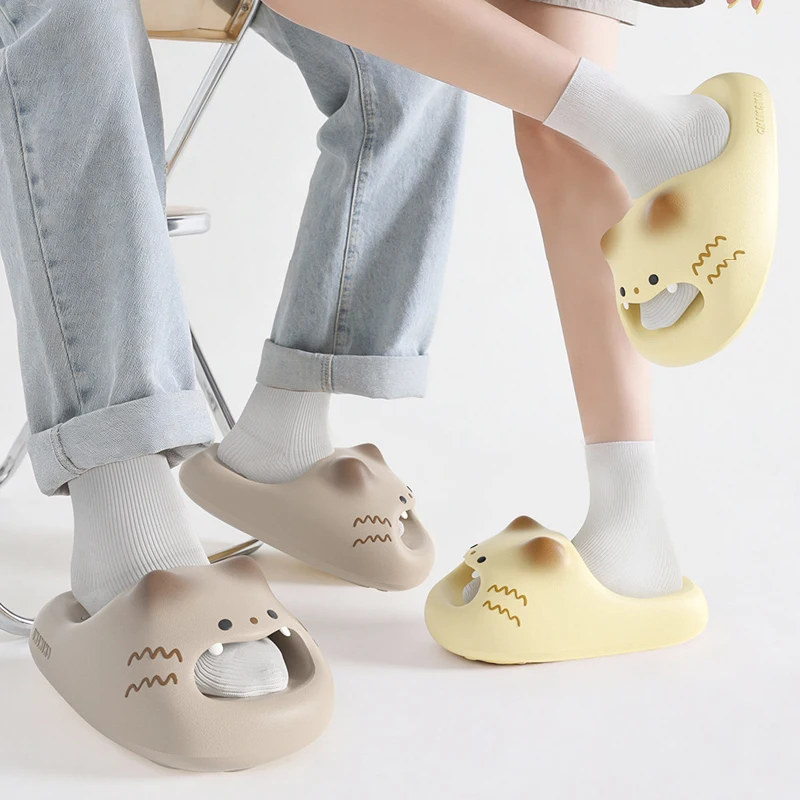 

Домашние тапочки-шлепанцы для женщин и мужчин, летние, пляжные, с мультяшным дизайном, милые, кавайные, нескользящие, в виде котиков, забавные