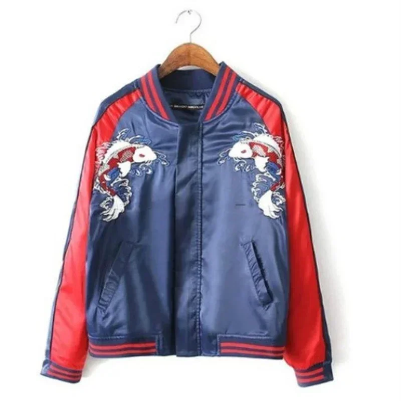 Korean Singer Cosplay Costumes Fashion Loose Long Sleeve Baseball Jackets Women Harajuku Style Hip Hop Embroidery Zipper Coats