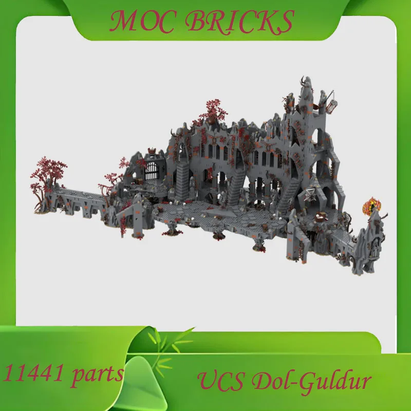 Personalizado 11441 peças vista de rua ucs dol-guldur castelo medieval modelo moc técnico diy montagem arquitetura brinquedo presentes do feriado