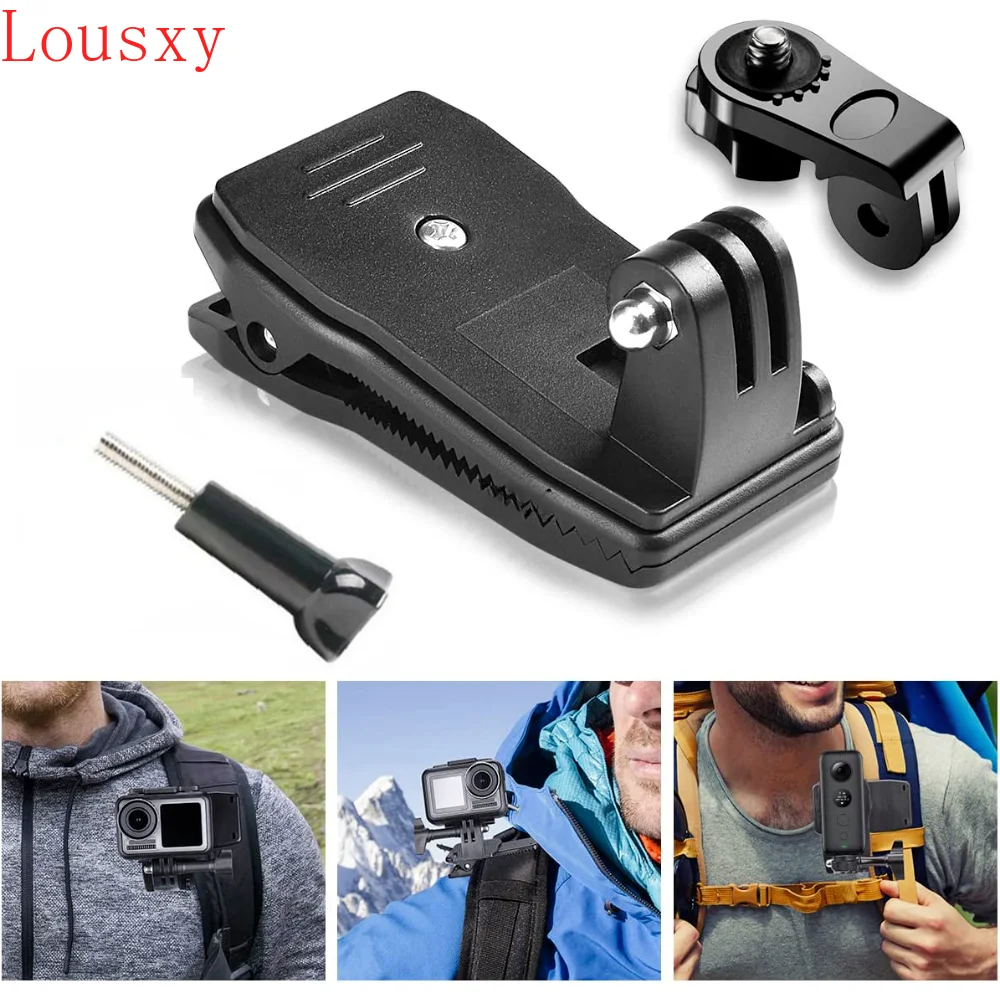 Actie Camera Clip Voor Gopro Hero 12 11 10 9 8 7 Rugzak Klem Mount Surfen 360 Graden Roterende Voor Sessie Sjcam Sj4000 Garmin