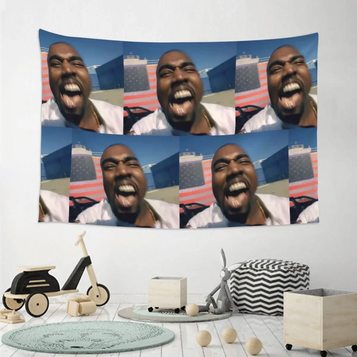 Cool Fun Funny KanyES Wests Tapestry Art Wall Hanging Aesthetic Home Decor Tapestries for Living Room Bedroom Dorm Room