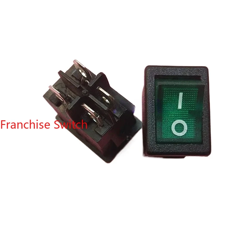 

10PCS T85/55 ship-type rocker power switch R13 series, four-foot green light 15x21mm 6A