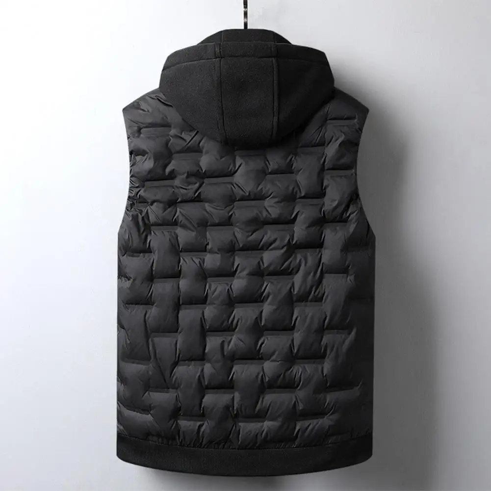 

New Men'S Fashion Autumn Winter Sleeveless Cotton Vest With Hat And Versatile Solid Color Camisole Thick Warm Coat
