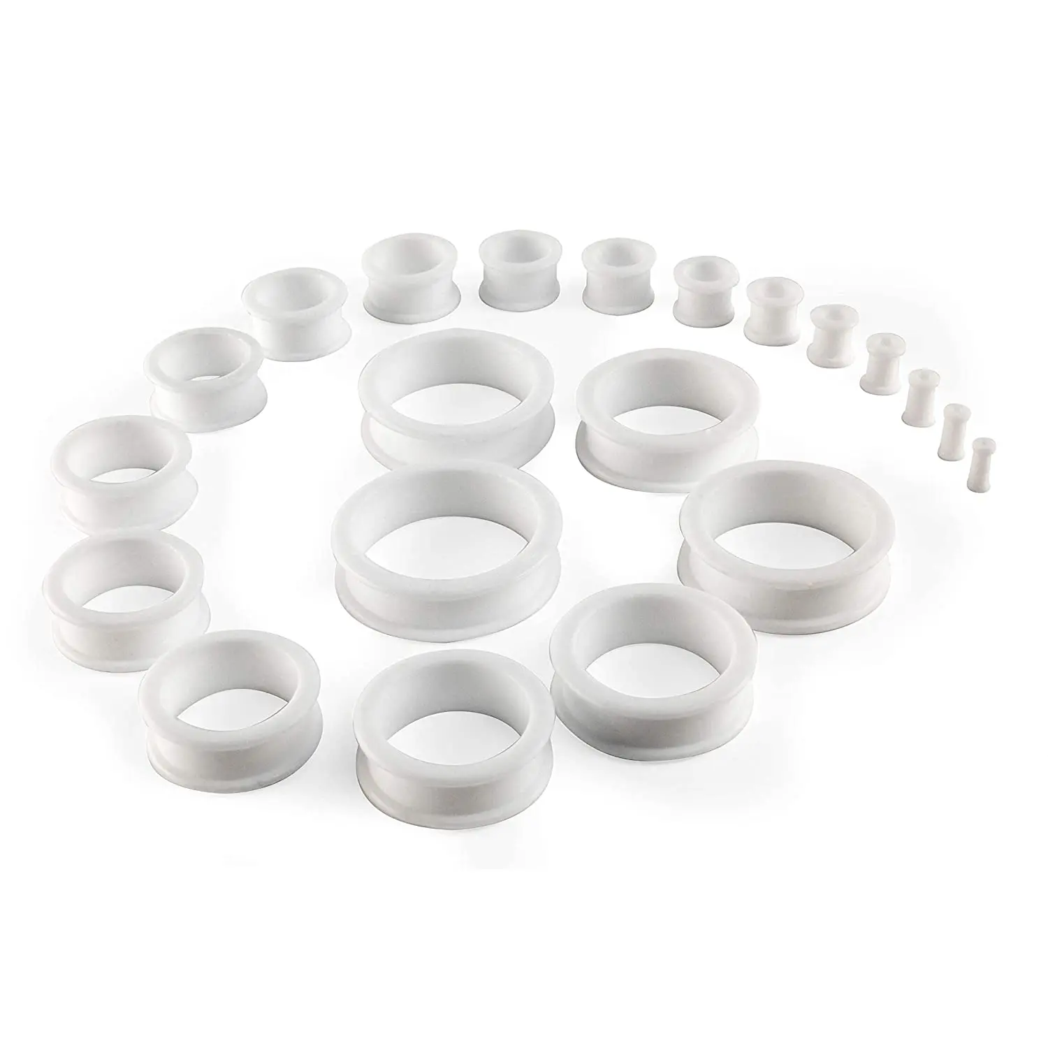 

3-38mm Big Size Hollow Silicone Flexible Double Flared Flesh Ear Tunnel Plugs Phimosis Stretcher Rings Kit Gauge Expander