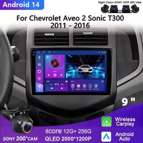 Android 15 Car Radio for Chevrolet Aveo 2 Sonic T300 2011-2016 High-Performance CPU Stereo Head Unit with GPS Navigation