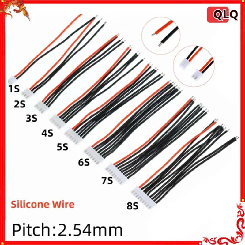 10pcs 20cm Balancer Cable Silicone Wire 1s 2s 3s 4s 5s 6s 7s 8s Rc Lipo Battery Balancer Charger Plug Connector22awg Rc airplane