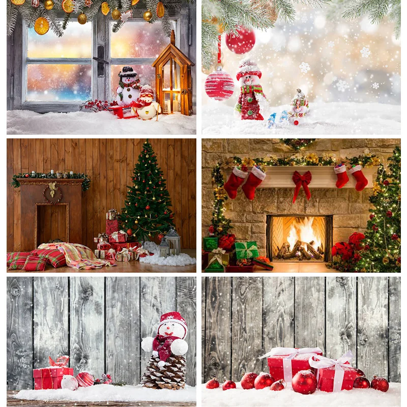 

SHUOZHIKE Christmas Photography Background Fireplace Christmas tree Backdrops For Photo Studio Props 221212 SD-02