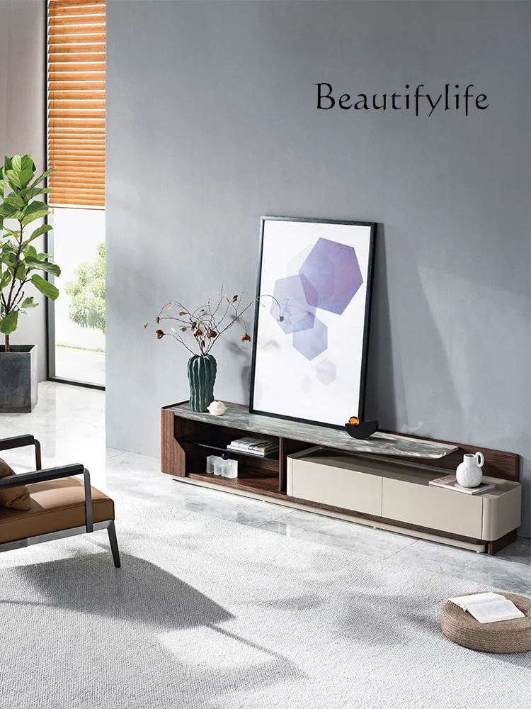 

muebles para hogar Minimalist Marble Living Room Floor Cabinet Modern Light Luxury Solid Wood TV Cabinet Combination