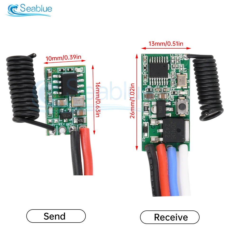 Módulo transmisor inalámbrico RF DC 3V-24V 433Mhz y Kit receptor módulo inalámbrico Kit electrónico Diy para Arduino