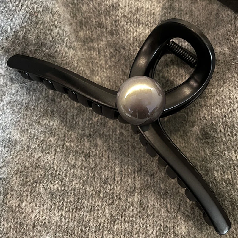 

Frosted Smooth Round Imitation Pearl Cross Black Large Small Shark Hair Clips for Women Simple Updo Claws Versatile Accessories