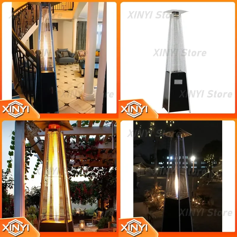 CE Approved Pyramid Standing Gas Flame Patio Heater for Glass Tube