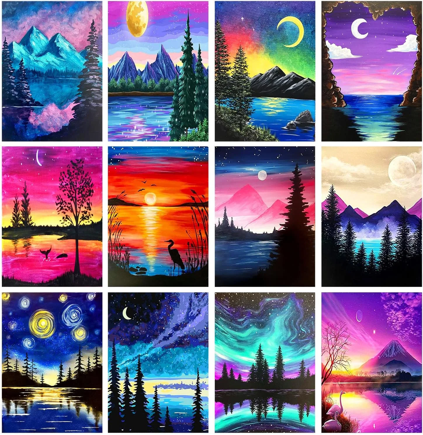 

12 Pack 5D Diamond Art Kits for Adults, DIY Paint with Round Full Drill Diamonds Paintings Gem Art for Home Wall Decor Gift