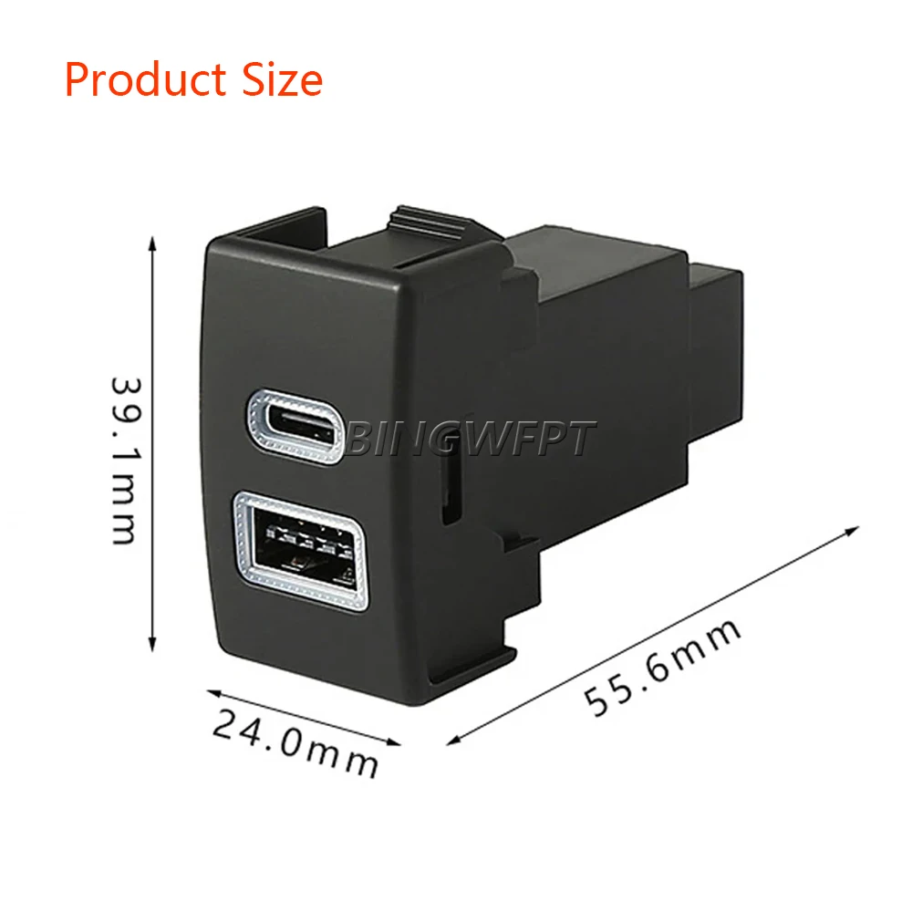 Fuse box Power Source Car Charger Socket QC3.0 Dual USB PD Type C Charging Outlet Power Adapter For Mazda 6/3/5/2 CX-7