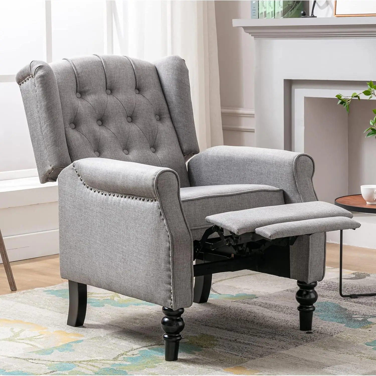 Wingback pushback Nyugszék fotel állítsa bel 2, upholstered Ablakszövet Eleven szoba fotel vel tároló Zseb, reclining Háromüléses kanapé Olvasmány