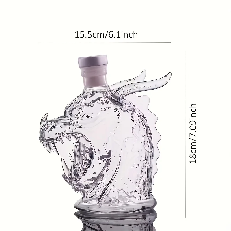 Dragon Head Wine Decanter, 10.14 Ounce Whiskey Bottle. Featuring 3D Design Glass Liquor Decanter, Unique Design view 3