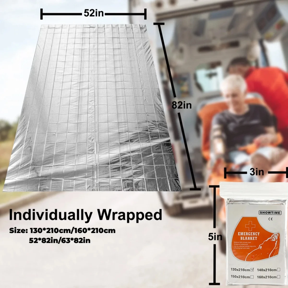 Sliver Emergency Blanket Survival Ourdoor Thermal Rescue For Camping Hiking Travel First Aid Windproof Waterproof Foil