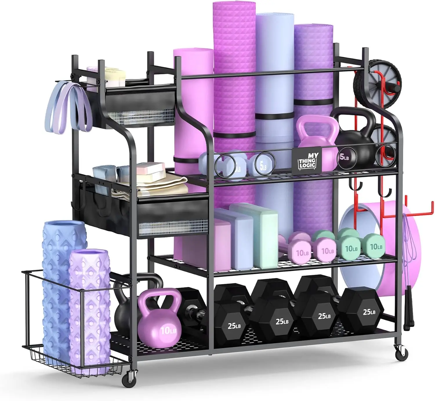 

Weight Rack for Dumbbells, Home Gym Storage for Yoga Mat Dumbbells Kettlebells and Strength Training Equipment