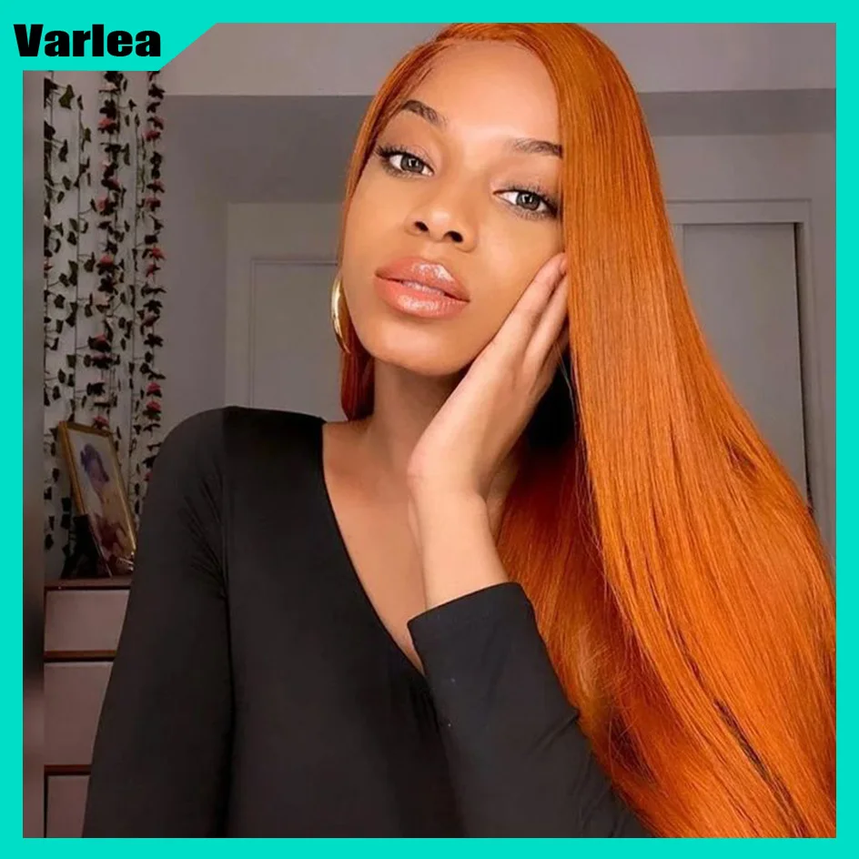 Varlea 350 Orange Wig Colored Lace Front Wig Ginger Hd Lace Wig 13x6 Human Hair Hd Lace Wig 13x4 Human Hair Straight Brazilian