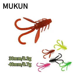 MUKUN 20pcs 3cm/0.3g 4cm/0.7g mini TPE floating soft lure bait  Worm Soft Fishing Lure Shrimp with Bass Carp