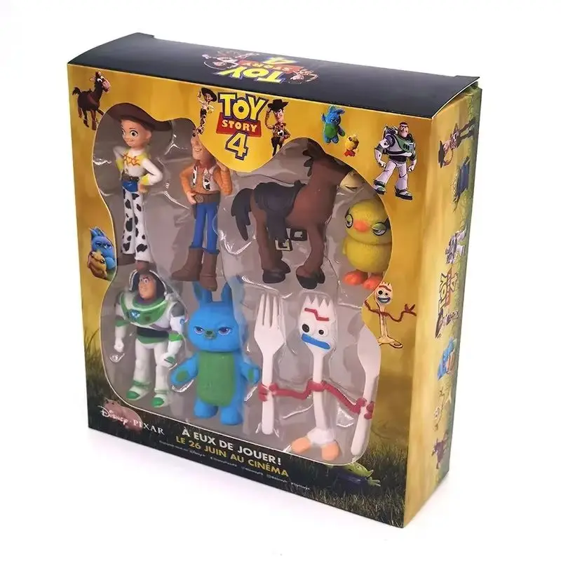 In Stock 7pcs Toy Story 4 Action Figures Toys Woody Jessie Buzz Lightyear Forky Pig Bear Figura Model Doll Figurine Kids Gifts